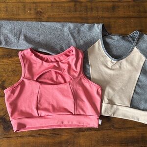 Pink and Gray Sports Bra and Top Set